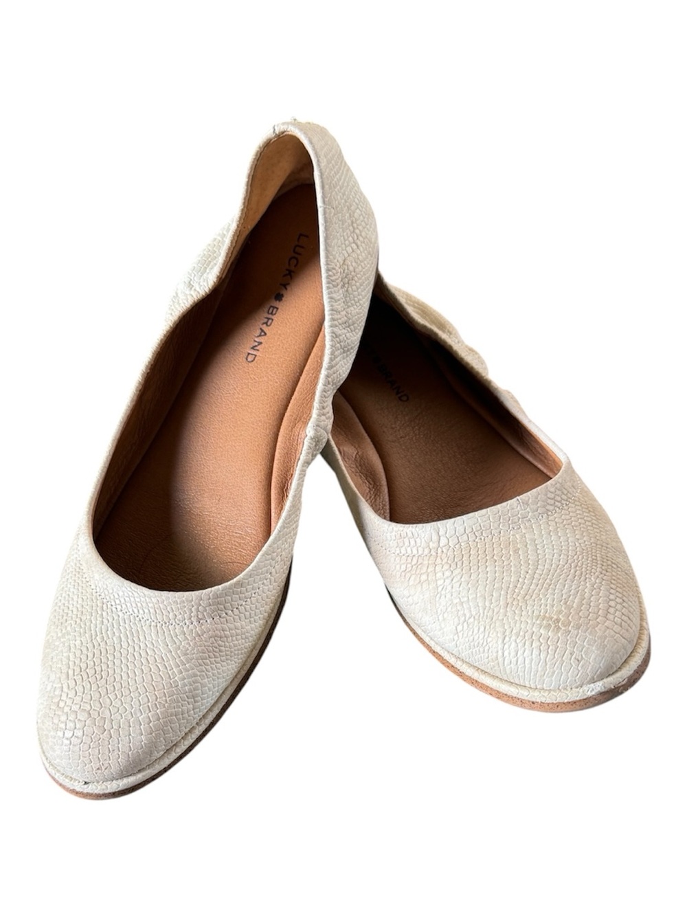 Lucky Brand Textured Cream Ballet Flats
